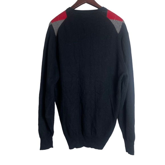 ITALIAN Men’s Black Red Argyle Golf Sweater Size XL Wool V-Neck Cozy Winter - Picture 6 of 6